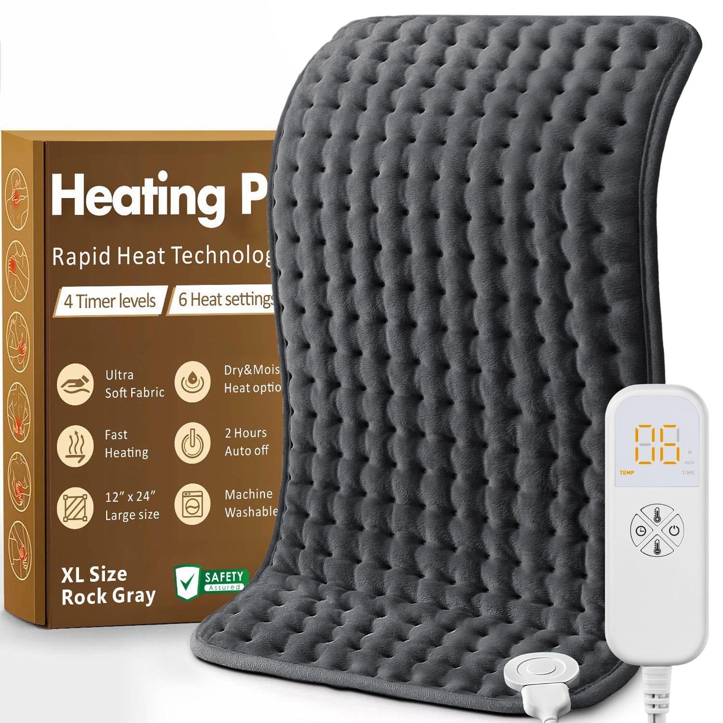 Heating Pad for Back Pain Cramps Relief - Electric Heating Pad for Neck/Shoulder/Muscle Pain - 6 Heat Settings, Auto Off, Moist Heat Options, Machine Washable, Christmas Gifts for Women,Mom,Sister -XL