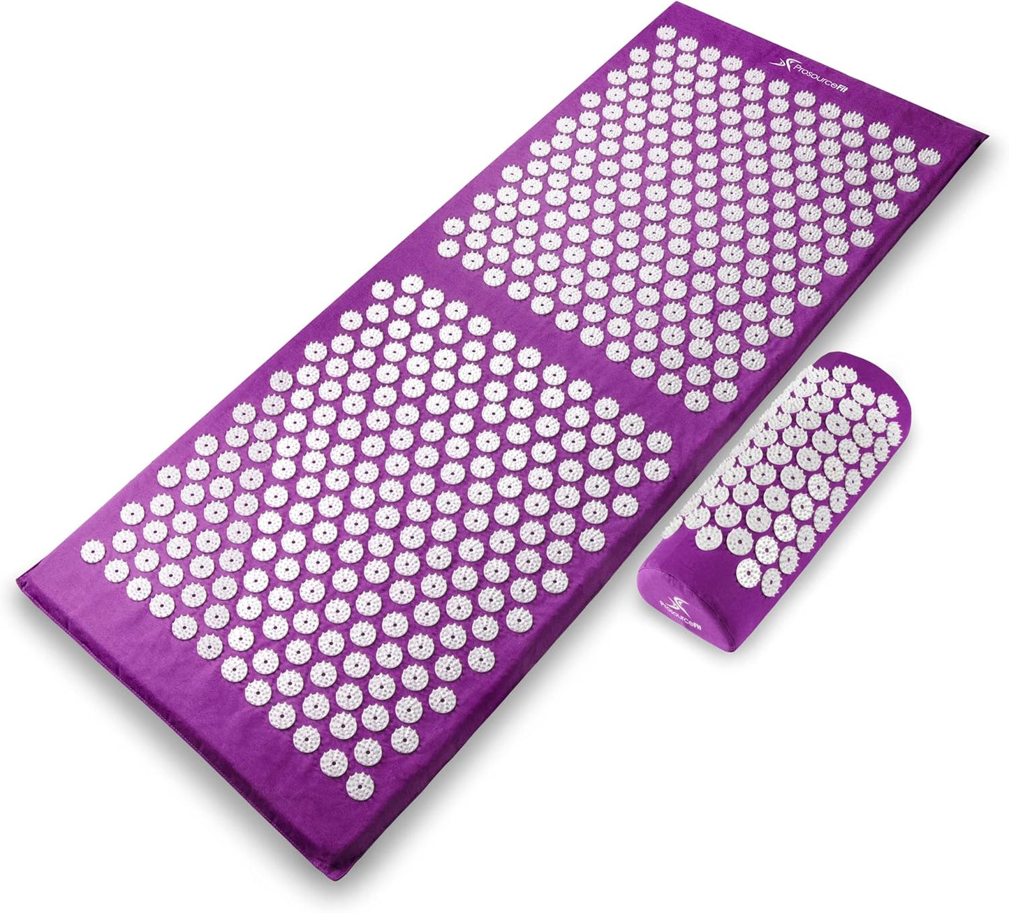 Acupressure Mat and Pillow Set for Back/Neck Pain Relief and Muscle Relaxation, Large - Gray/Gray