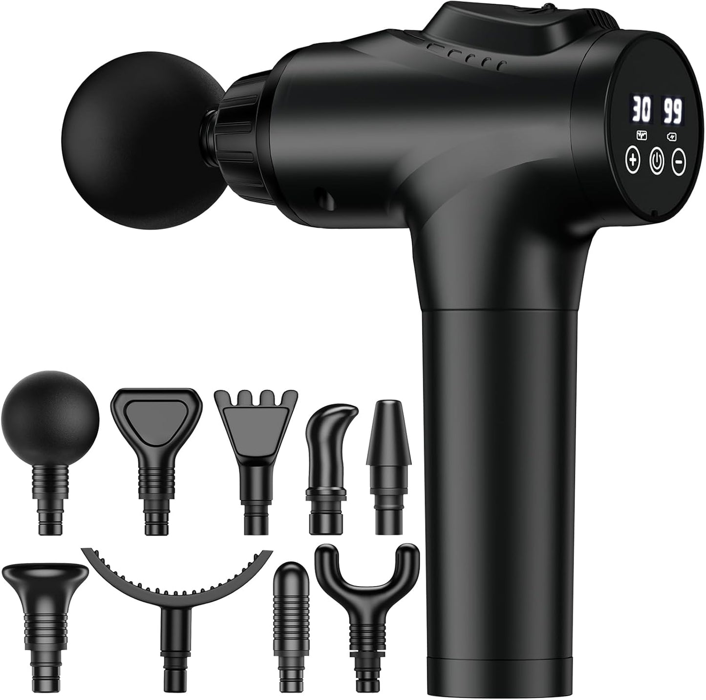 Massage Gun, Muscle Massage Gun for Athletes Handheld Electric Deep Tissue Back Massager, Percussion Massage Device for Pain Relief with 30 Speed Levels 9 Heads