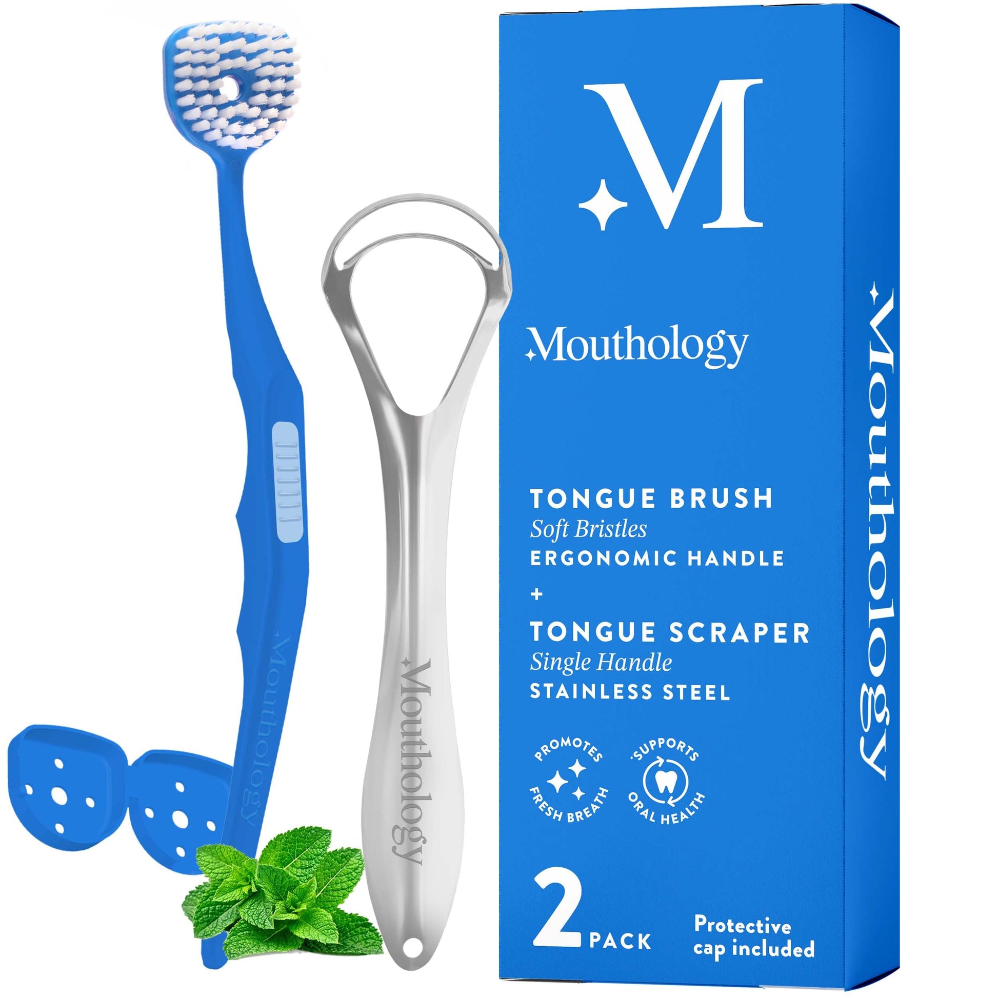 Mouthology Tongue Scraper for Adults (2 Pack), Reduce Bad Breath, Metal Tongue Scraper, Tongue Cleaner, Tongue Scraper, Stainless Steel Tongue Scraper, Tongue Cleaner for Adults, Tongue Scrubber
