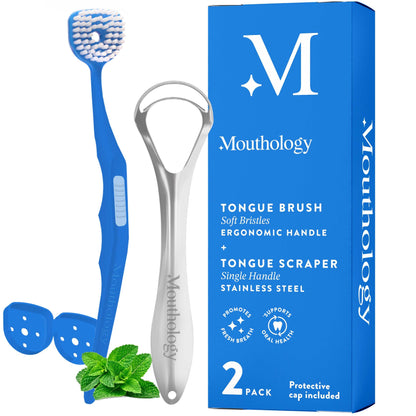 Mouthology Tongue Scraper for Adults (2 Pack), Reduce Bad Breath, Metal Tongue Scraper, Tongue Cleaner, Tongue Scraper, Stainless Steel Tongue Scraper, Tongue Cleaner for Adults, Tongue Scrubber
