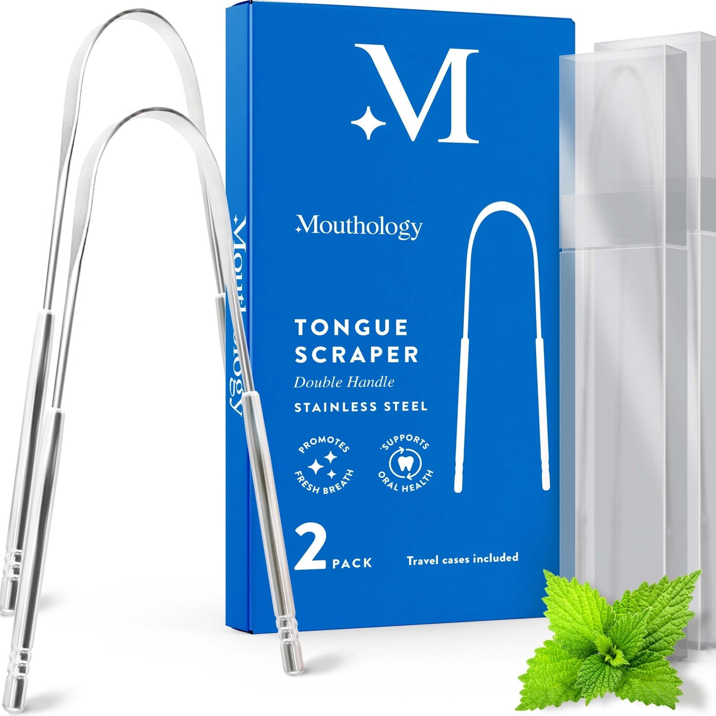 Mouthology Tongue Scraper for Adults (2 Pack), Reduce Bad Breath, Metal Tongue Scraper, Tongue Cleaner, Tongue Scraper, Stainless Steel Tongue Scraper, Tongue Cleaner for Adults, Tongue Scrubber