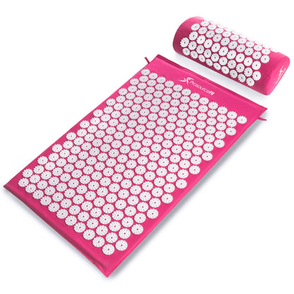 Acupressure Mat and Pillow Set for Back/Neck Pain Relief and Muscle Relaxation, Large - Gray/Gray