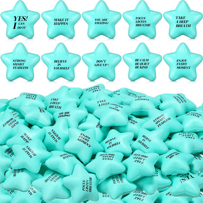 Sotiff 100 Pack Star Stress Balls Bulk Stress Relief Balls with Motivational Quotes Mini Inspirational Foam Party Favors Gifts for Kids Adults Anger Fidget Relief Exercise(Fresh Colors)