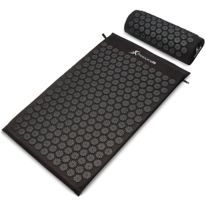 Acupressure Mat and Pillow Set for Back/Neck Pain Relief and Muscle Relaxation, Large - Gray/Gray